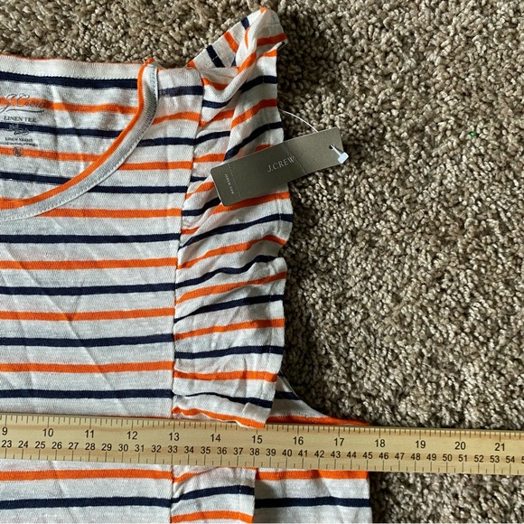 J. Crew NWT Ruffle Linen Tank Striped Shirt Size Medium - Picture 6 of 8